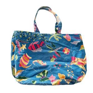 Talbots Blue Tropical Fish Tote Bag Beach Pool Vacation